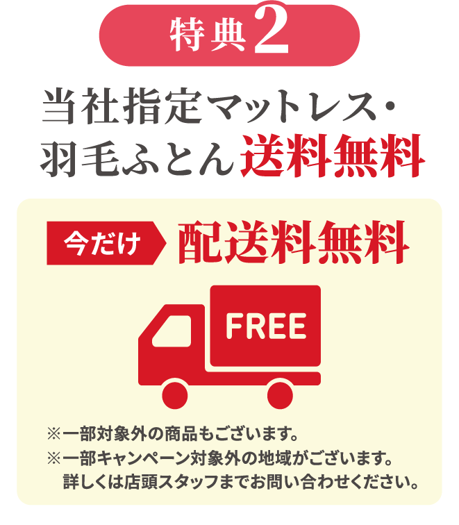特典2 マットレス（ベッドマットレス）・羽毛ふとん 送料無料